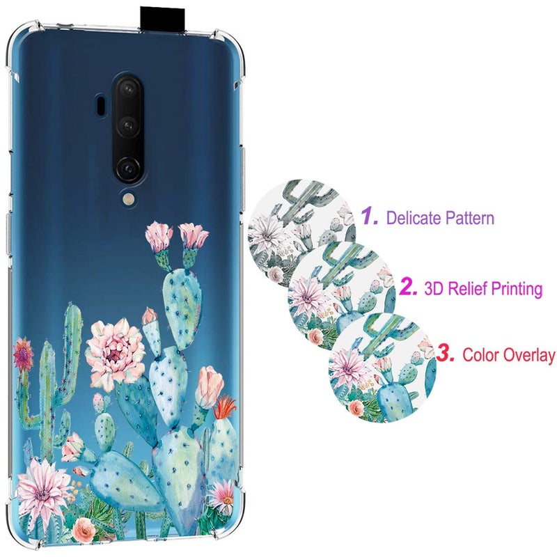 Sidande Designed for Oneplus 7T Pro case, Shockproof Clear Soft Flexible TPU Slim Protective Phone Case Cover for Oneplus 7T Pro 2019 (Cactus) - Image 5